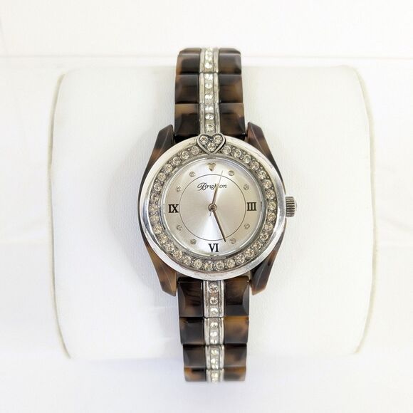 Brighton Dana Point Tortoiseshell Quartz Watch Swarovski Crystals New Battery - Picture 1 of 14